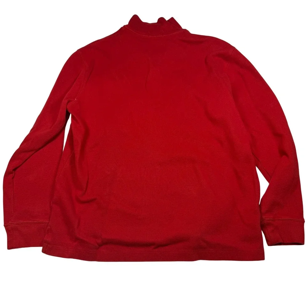 Polo Ralph‎ Lauren Mens Red Quarter Zip Cotton Knit Pullover Sweater Size Large